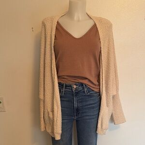 We The Free Cream Open-Front Cardigan